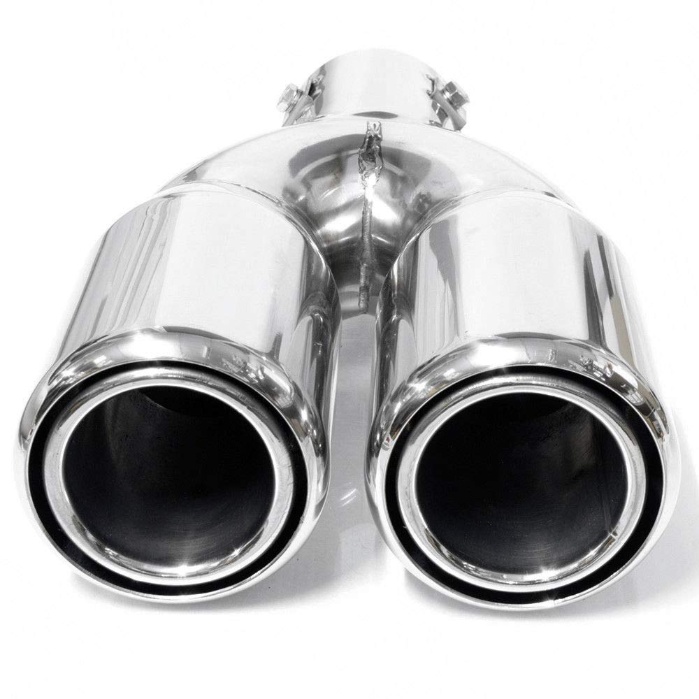 5136 Doppio Universale Terminale Di Scarico Acciaio Inox fino a 57mm Cromo