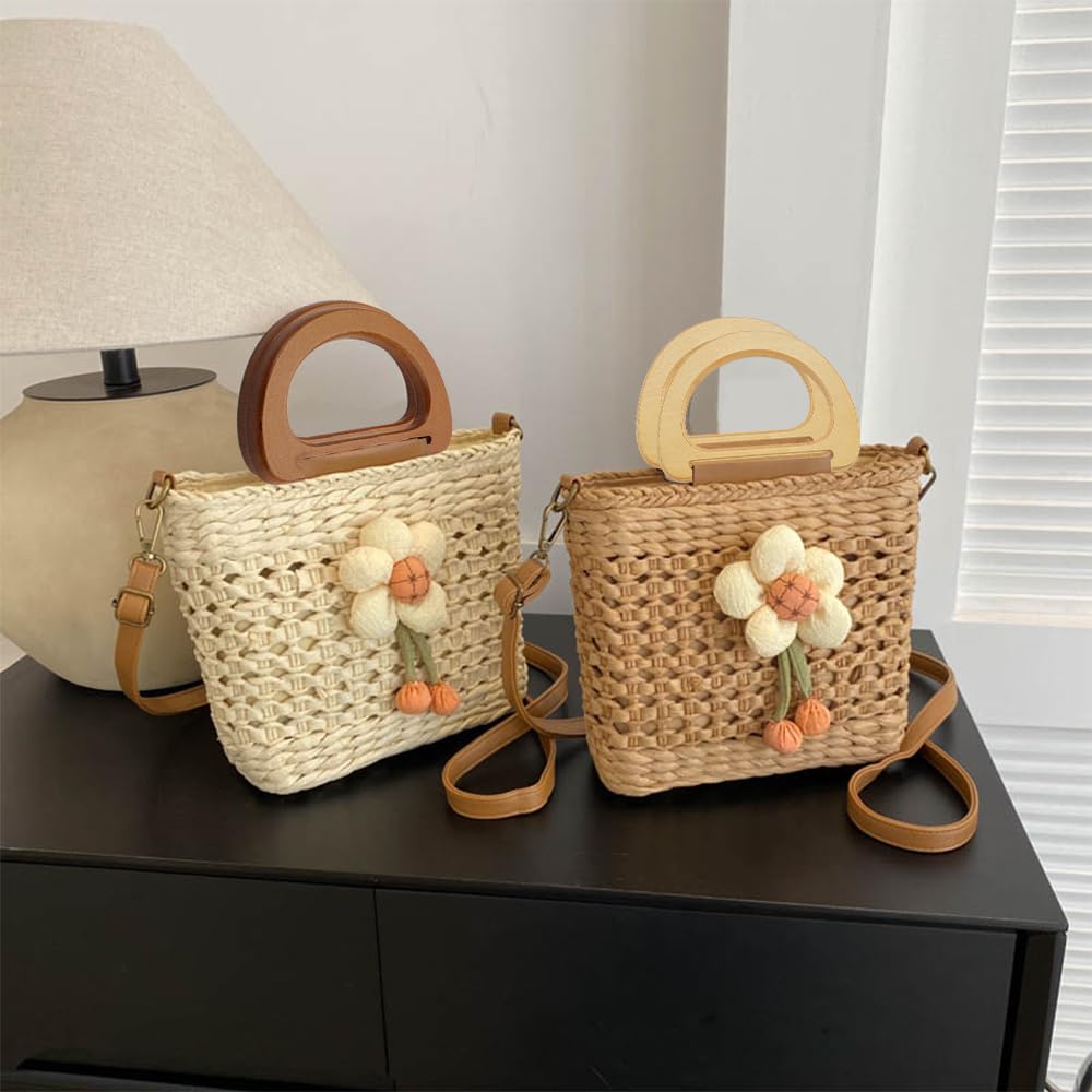 Asas para Bolsos de Madera, 4 Piezas Asas para Bolsos de Madera en Forma de D, Asas Madera para Bolsos, Asas para Bolsos Crochet,Asas de Madera para Bolsas,para Bolsos Hechos a Mano,Bolsa de Bricolaje
