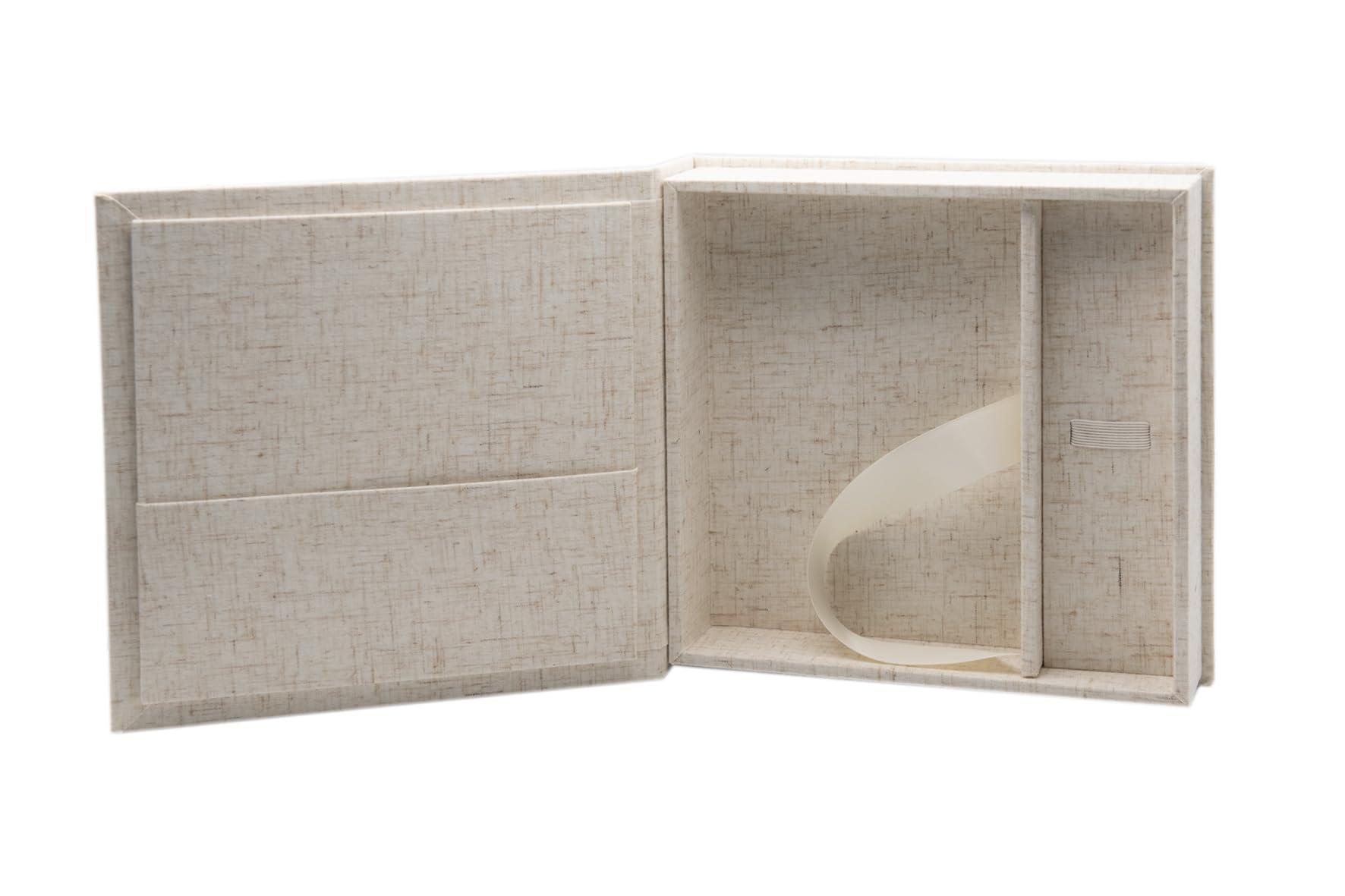 Boîte de rangement USB/DVD de mariage avec boîte photo, 13 x 18 cm, en lin (naturel)