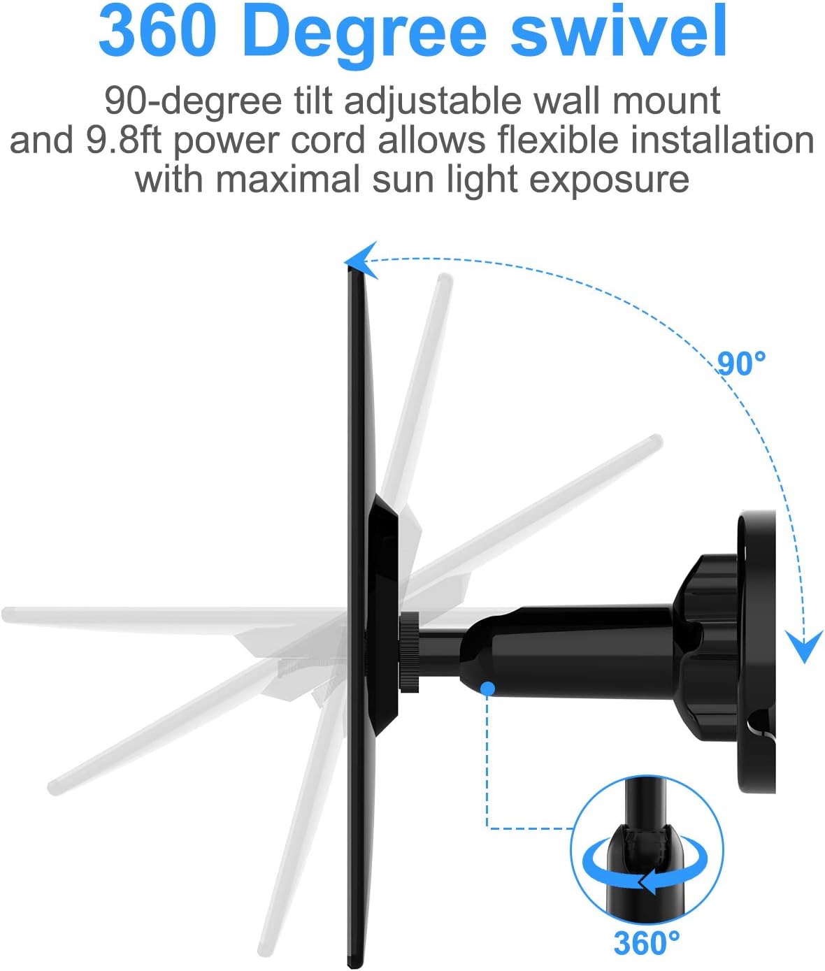 A-ZONE Solar Panel Compatible with Outdoor Solar Powered Wireless Camera Powering Your Solar Battery Camera Continuously, Black