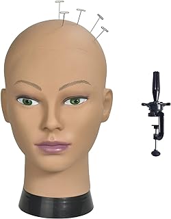 Ba Sha Afro Professional Cosmetology Bald Mannequin Head for Making up,Making Wigs, Wigs,Glasses with Free Table Clamp