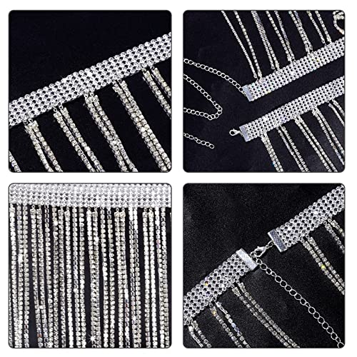hoyuwak Rhinestone Waist Chain Belt Silver Gold Body Chain Crystal Belly Dance Chain Body Jewelry for Women Rave Festive4