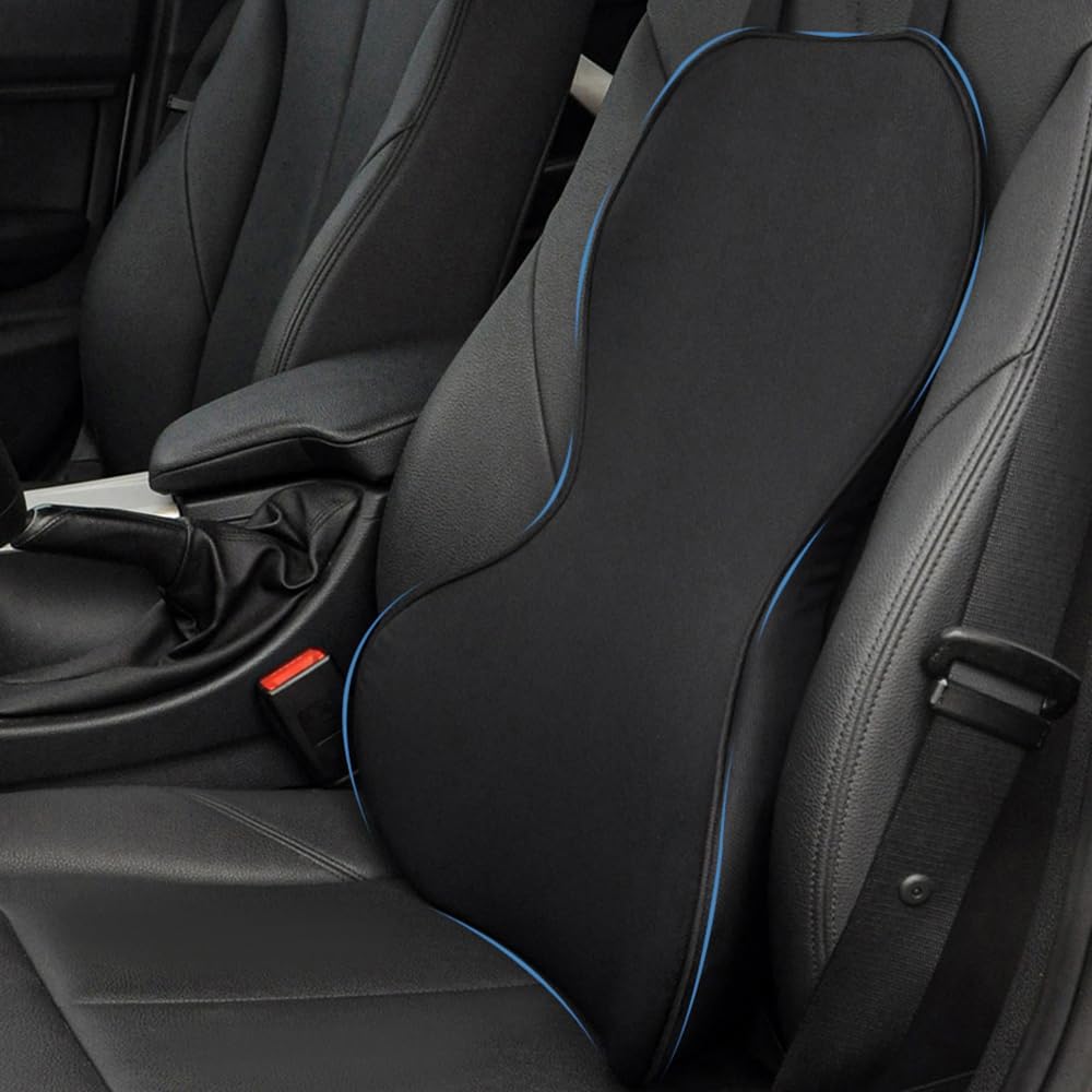 LVLIANGWANXIANGBAIHUO Lumbar Support for Porsche Taycan Cross Turismo (Y1A) 2021-2025, Ergonomic Memory Foam Back Cushion, Breathable Mesh Backrest, Posture Relief Pillow, Black