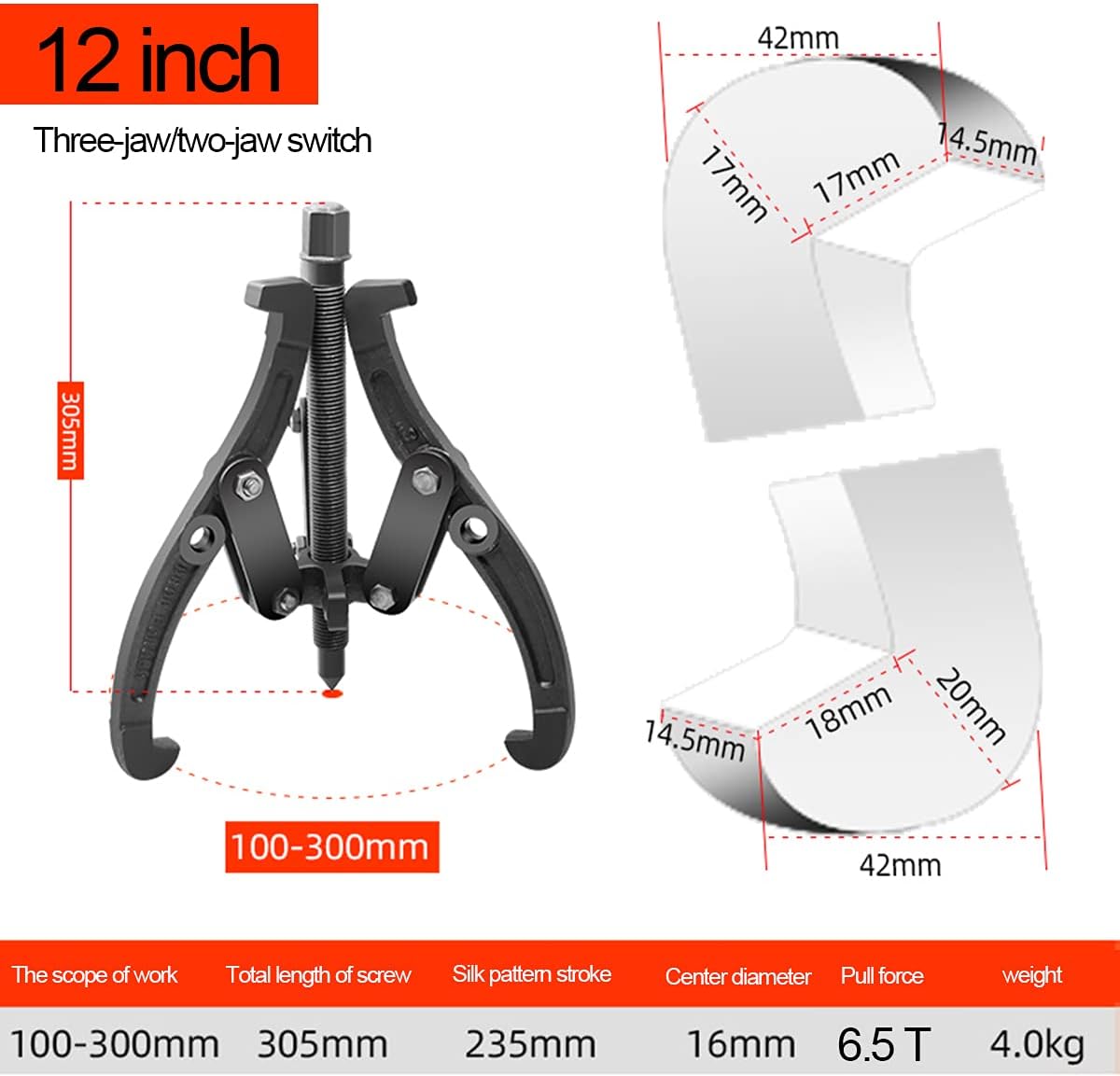 3-Jaw Gear Puller Adjustable 3-Jaw Puller Fits Most Late Model Vehicles,12inch