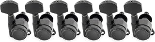 Musiclily Pro 6-in-line 18:1 Ratio Full Sealed Locking Machine Heads Tuners Tuning Pegs Keys with Hex Button 45 Degree Screw for Strat Tele Style Electric Guitar, Black