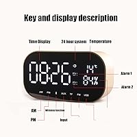 Vista 4 de ASHATA Radio despertador digital con pantalla LED, altavoz Bluetooth, radio AM FM, reloj despertador multifunción con receptor y cable, micrófono