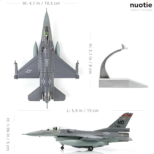 Miniatura 2 de NUOTIE 1100 F-16C Fighting Falcon Fighter Model Metal DieCast Avión de combate modelo avión militar para colección y regalo