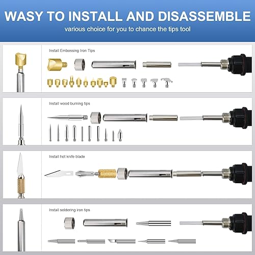 Vista 4 de ACRSIKR Kit de combustión de madera, pantalla LED, herramienta de combustión de madera, temperatura ajustable, kit de pluma pirográfica para Led