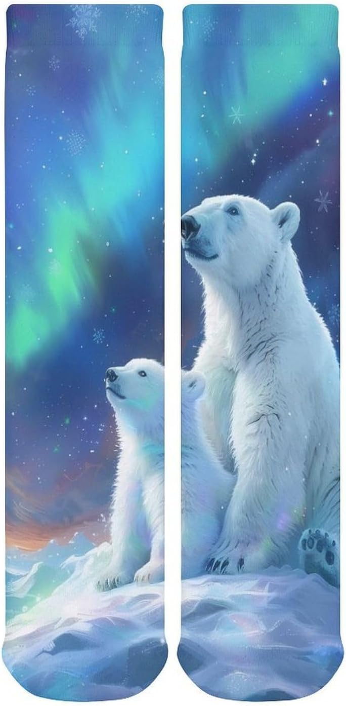 Polars-Bears-Animal Knee High Socks Casual Long Stockings Over Calf Sock Tube for Women Men