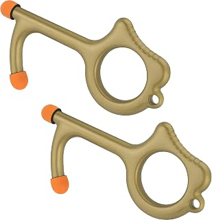 ELK Contactless Pro Clean Key Opener Tool - Zinc Alloy, Hygienic, Touchscreen, Handles, ATM - Portable Health and Safety Gadget (Gold, 2 Pack)