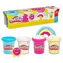 Play-Doh Confetti Pack, Giocattoli di Fantasia con Barattoli Colorati, Giochi per Bambini e Bambini dai 2 Anni in su, Contiene 4 Vasetti da 85 g, Azzurro, Bianco, Rosa, Giallo