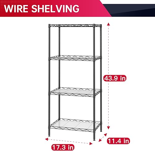 Miniatura 3 de BestOffice Estantería de almacenamiento ajustable de 4 estantes, estante de alambre de metal, capacidad de 600 libras con 4 hojas de polipropileno