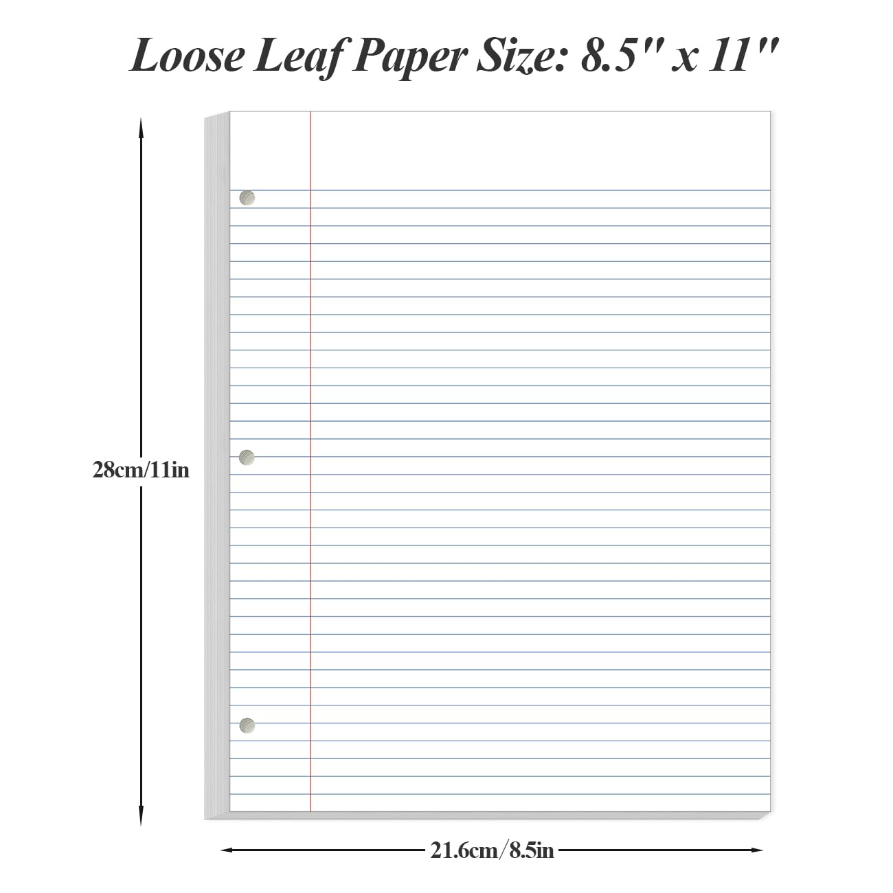 Loseblattpapier, 900 Blatt, 6 Stück, College-liniert, 20,3 x 26,7 cm, Großpackung, Bürofüllpapier, 3-fach gelocht, 150 Blatt/Packung, College-Papier für 3-Ringordner, Notizbuch-Papier