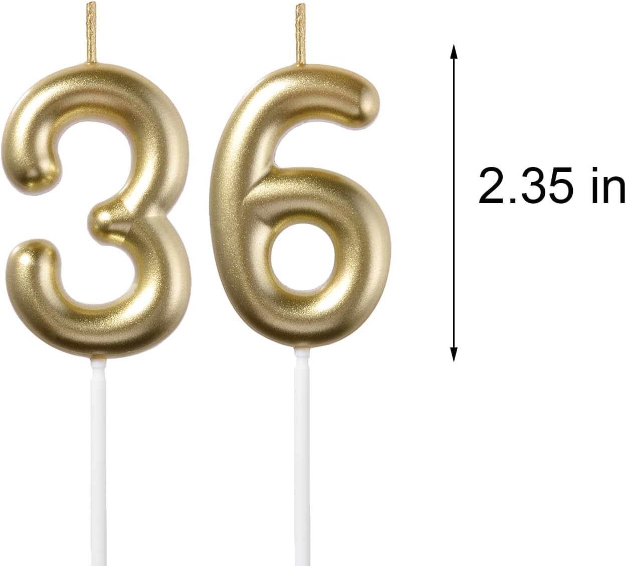 2.35 in Gold 36 Birthday Candles,36th Birthday Decorations for Women Men