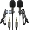 Set de Micrófonos de Solapa Dual PowerDeWise para iPhone, Android y Cámara – Micrófonos de Corbatín Profesionales para Entrevistas, Podcasting, YouTube, Grabación de Video, Vlogging y Enseñanza en Línea Auxiliar 1