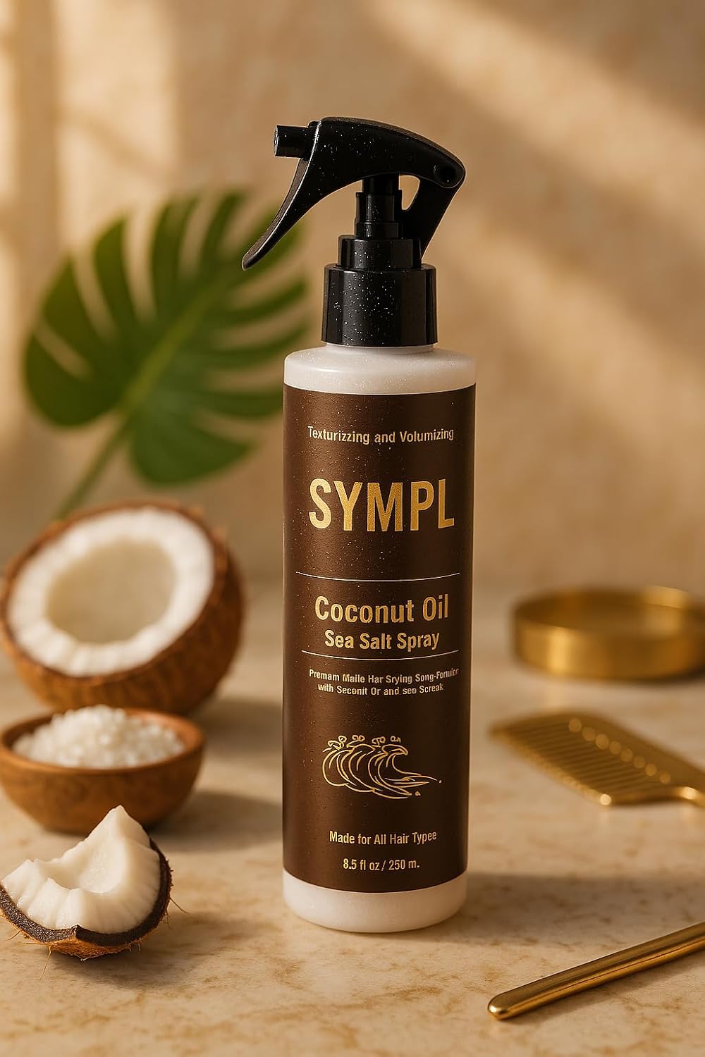 SYMPL Sea Salt Spray Coconut Oil Beach Wave Sea Salt Mist Spray - Light Mist Gives Hair Soft Beachy Waves Without Stiffness | Creates Volume | Long Lasting finish