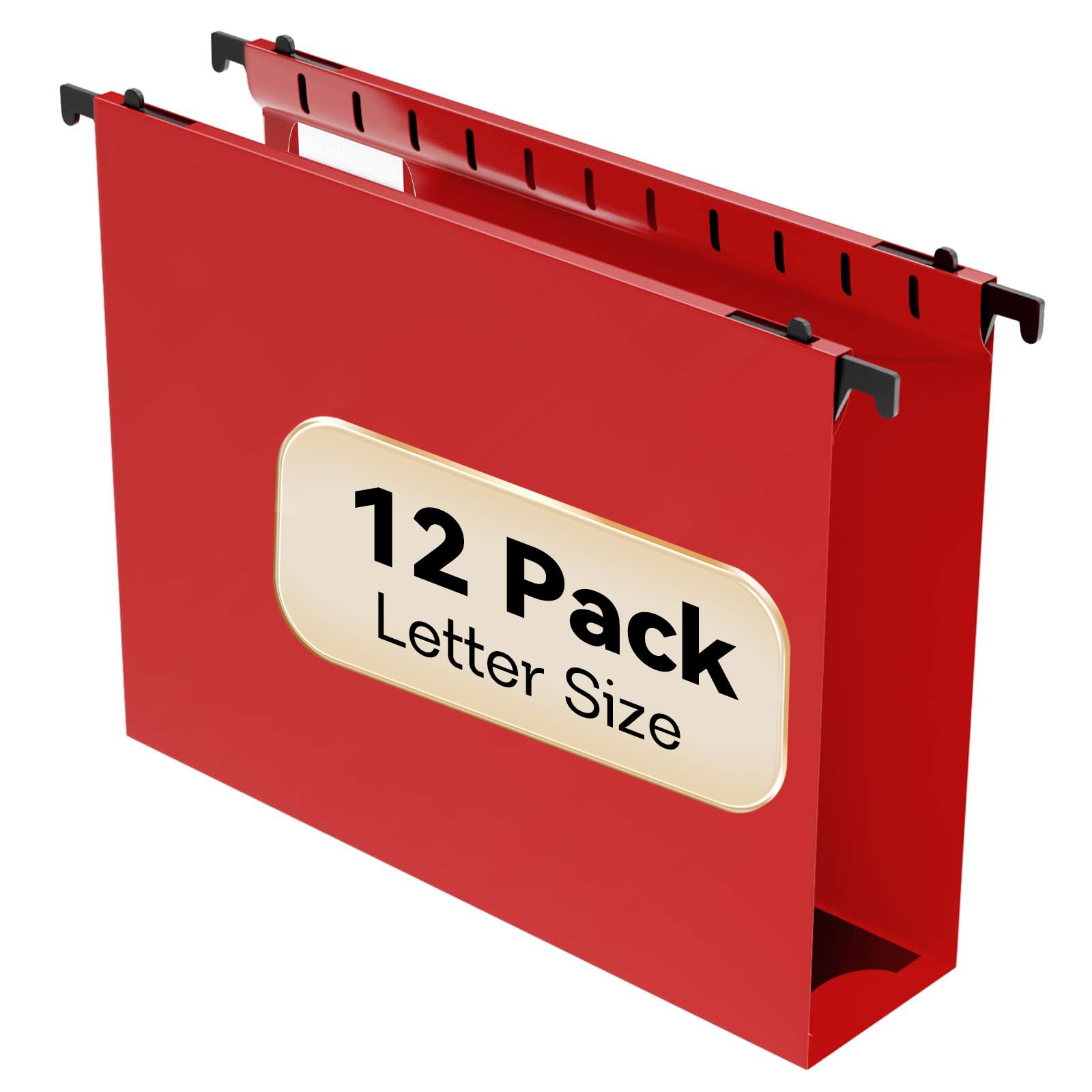 Photo 1 of Nordun Plastic Hanging File Folder Extra Capacity,12 Pack Reinforced Hang Folders with Heavy Duty 2 Inch Expansion,Filing Cabinet Folders Letter Size,Hanging Organizer Designed for Bulky Files(Red)