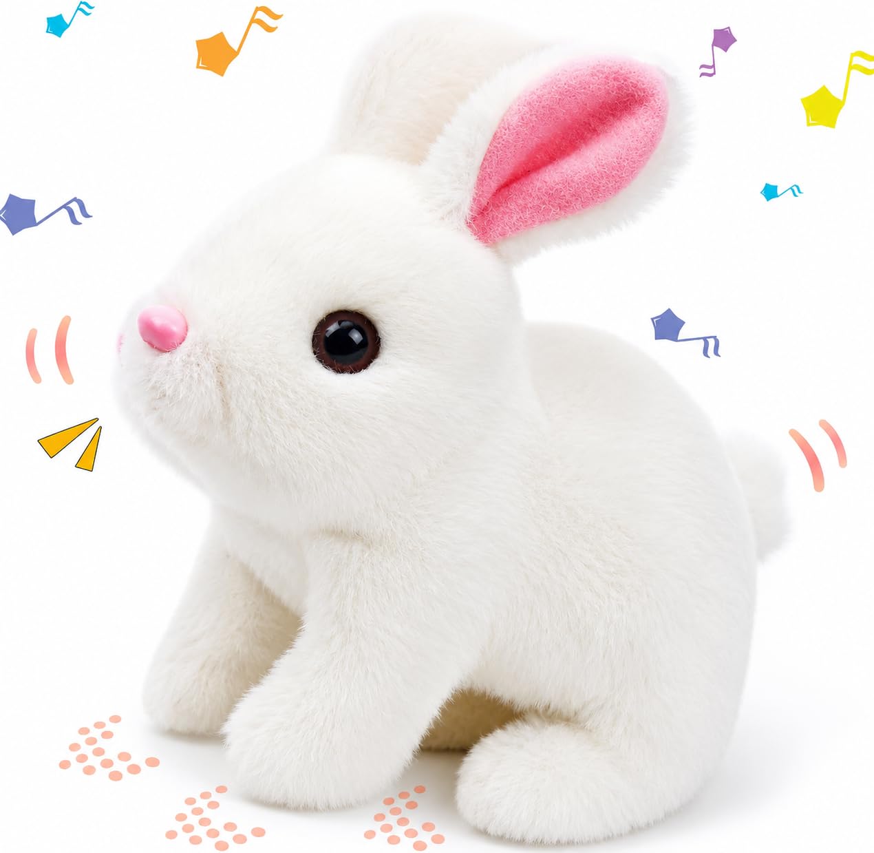 Hopping Walking Rabbits Toy with Sounds, Jumping Rabbit Wiggling Tails, Twitching Mouth and Nose, Educational Interactive Rabbit Toy for Baby Kids Children-image-20