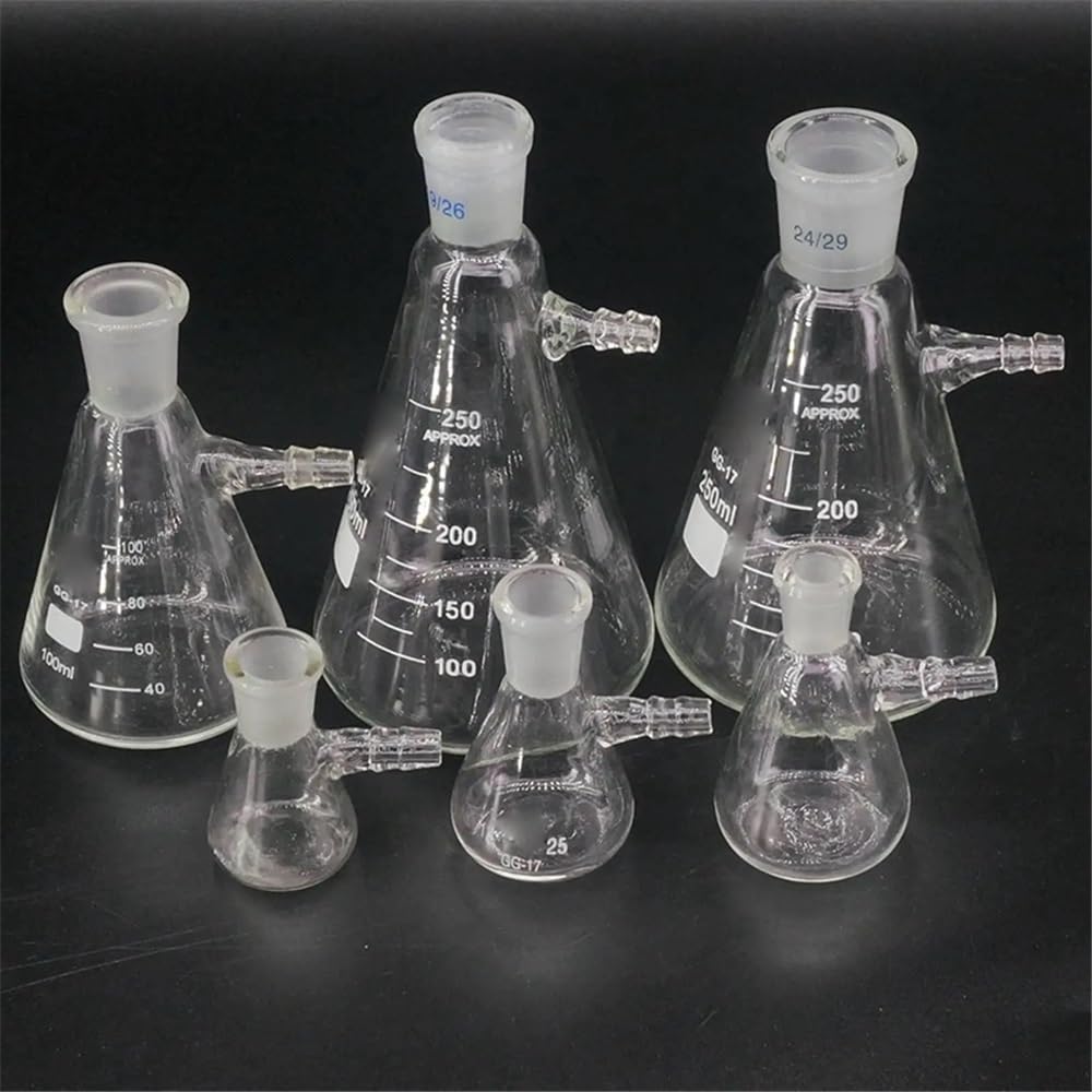 Vetreria da laboratorio 10 ml 25 ml 50 ml 100 ml 250 ml 500 ml 1000 ml #10#14#19#24#29 Borraccia in vetro borosilicato con bocca aspirante(1000ml Joint 29-32)