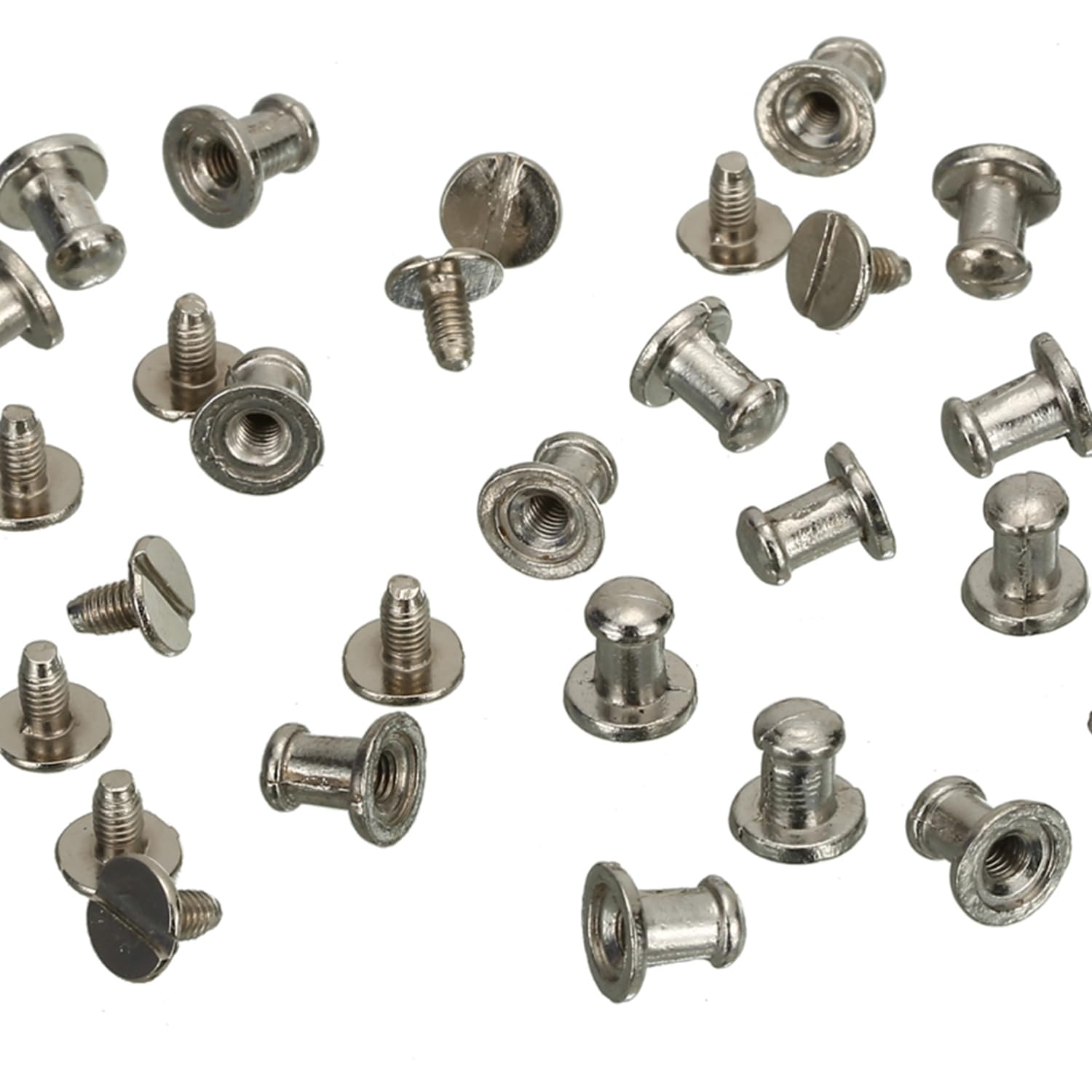RUBYCA 500 Sets silberfarbene Knopfspitzen und Nieten aus Metall mit Schraubverschluss für Lederhandwerk DIY 8 mm x 8 mm