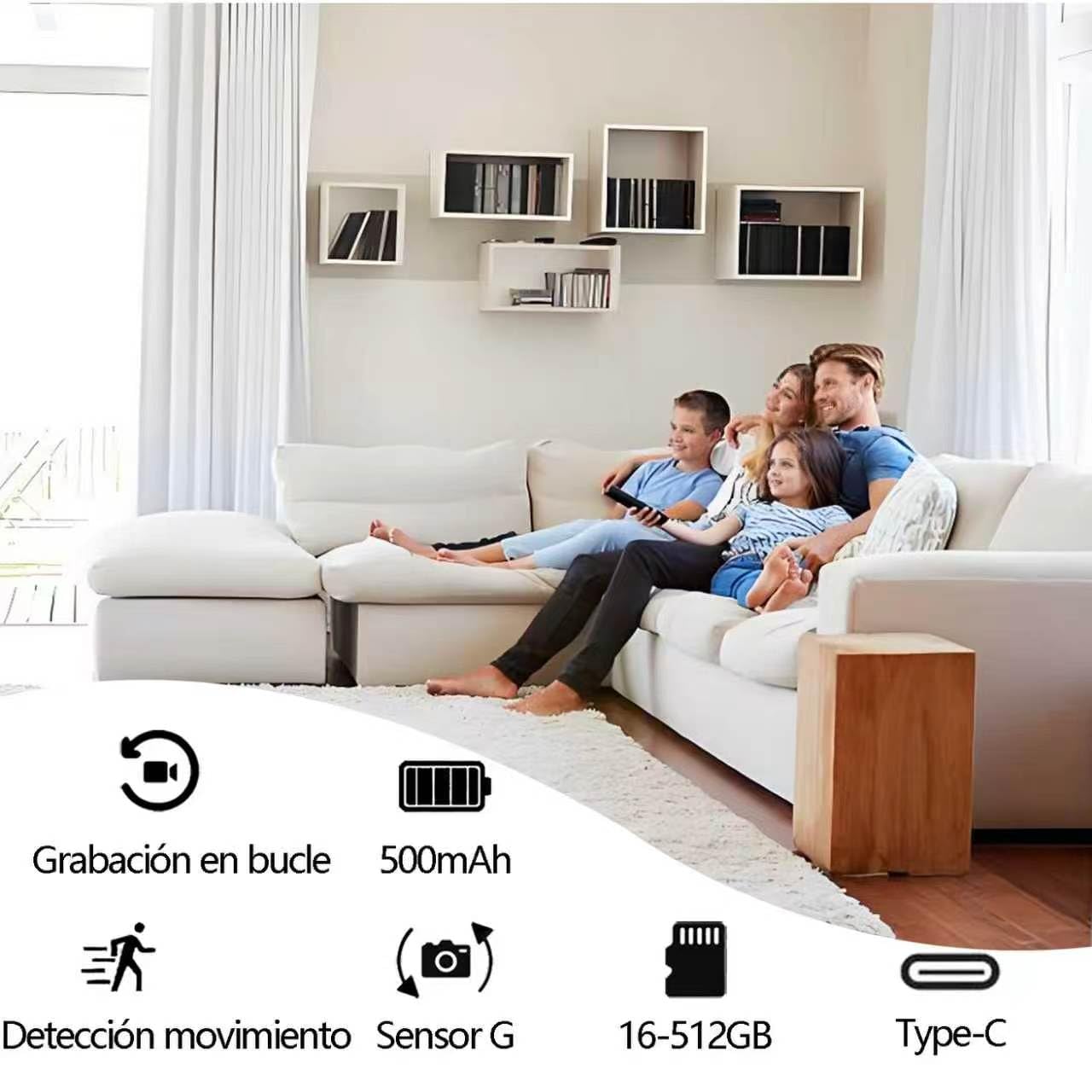 Mini Cámara de Vigilancia HD, Cámara Espía, Cámara de Seguridad, con Función de Detección de Movimiento, apta para la Vigilancia de Seguridad en Hogar, Mascotas, Oficina y Almacén, Sin Función WiFi