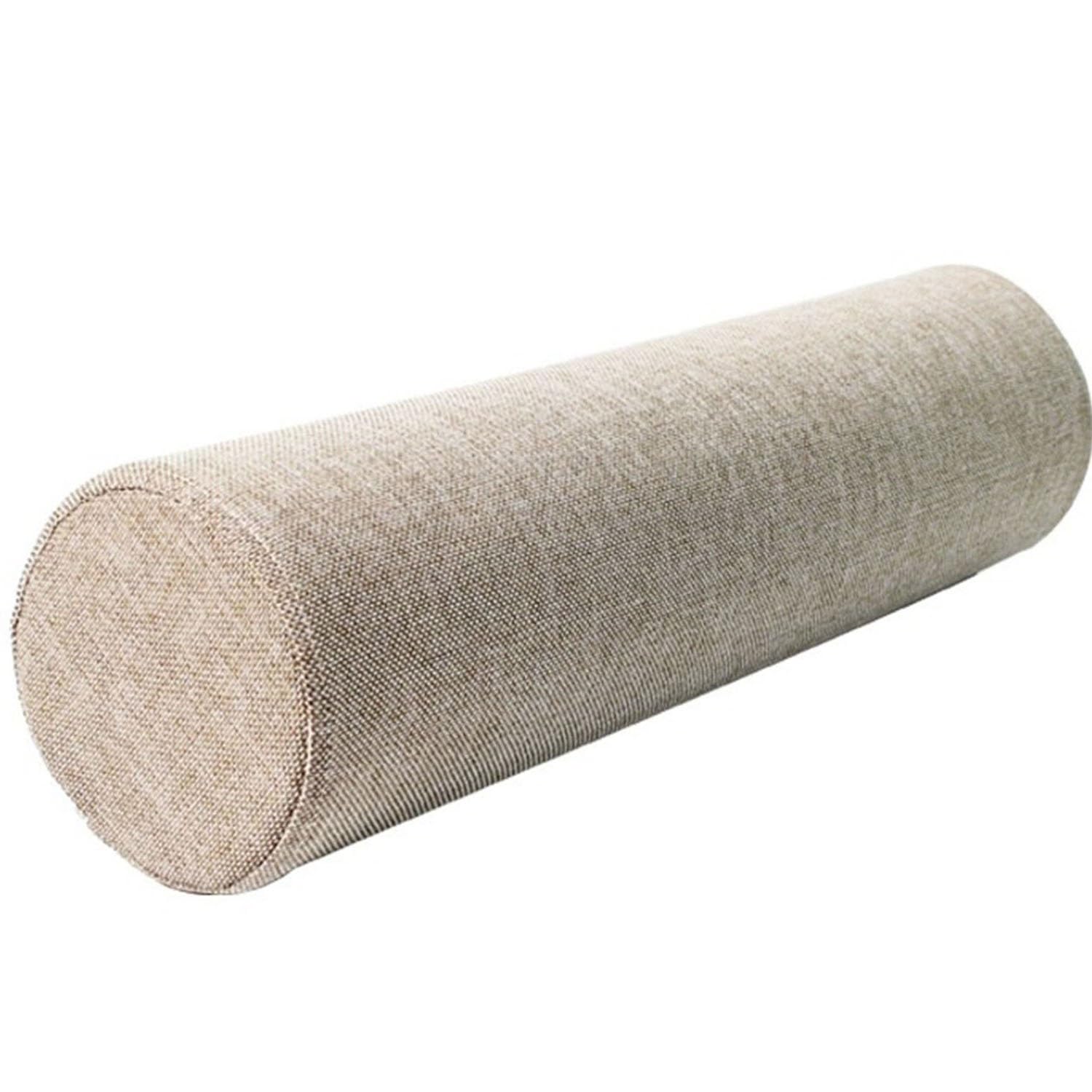 MSNCS Round Cervical Roll Bolster Pillow,Cervical Neck Roll Pillow Linen Covers With Zipper,Cylindrical Pillow Cushion,for Head, Neck, Back And Legs(Camel,10cmx50cm)