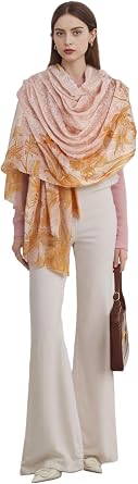Luxury Cashmere Pashmina Style Shawl - Silk & Wool Blend Scarf, Lightweight Skin-Friendly Wrap