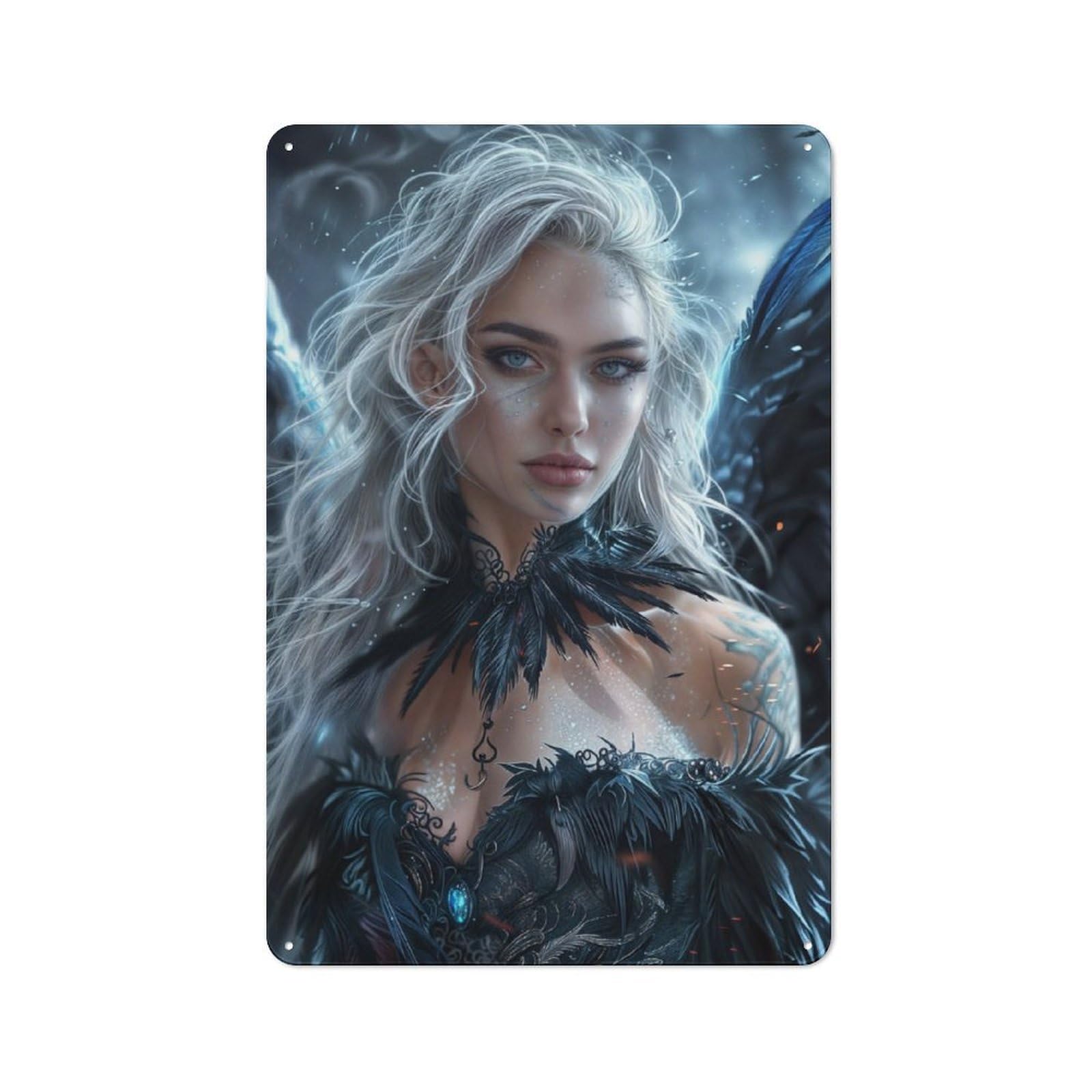 Junmoney Enchanting Ice Succubus Retro Metal Wall Sign 30X20cm With For Garage Wall, A Decorative Metal Sign For Garages And Workshops