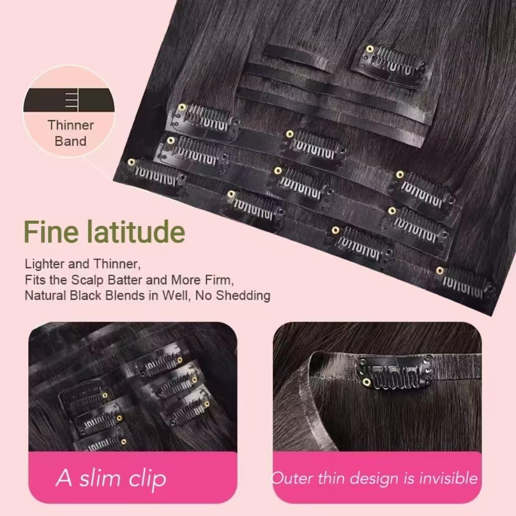 Seamless Body Wave Clip Ins PU Weft Clip In Hair Extensions Real Human Hair Clip Ins 14Inch 100% Unprocessed Human Hair Extensions 8pcs/set, 20Clips120g