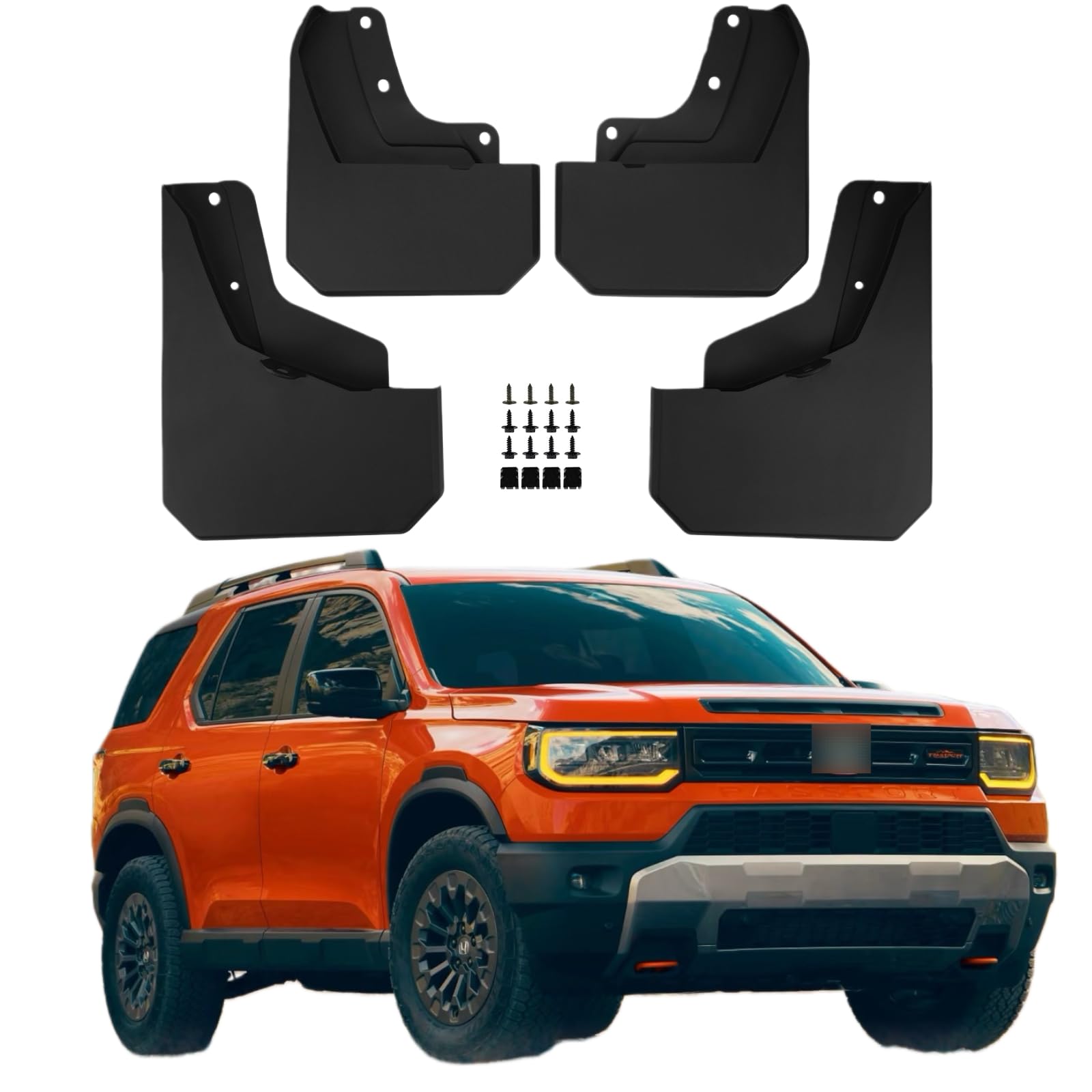 No Drill Mud Flaps Splash Guards Compatible with Honda Passport 2026-2027(Not Fit TrailSport)，OEM Style Textured Black Custom Fit All Weather Exterior Accessories(4PCS)