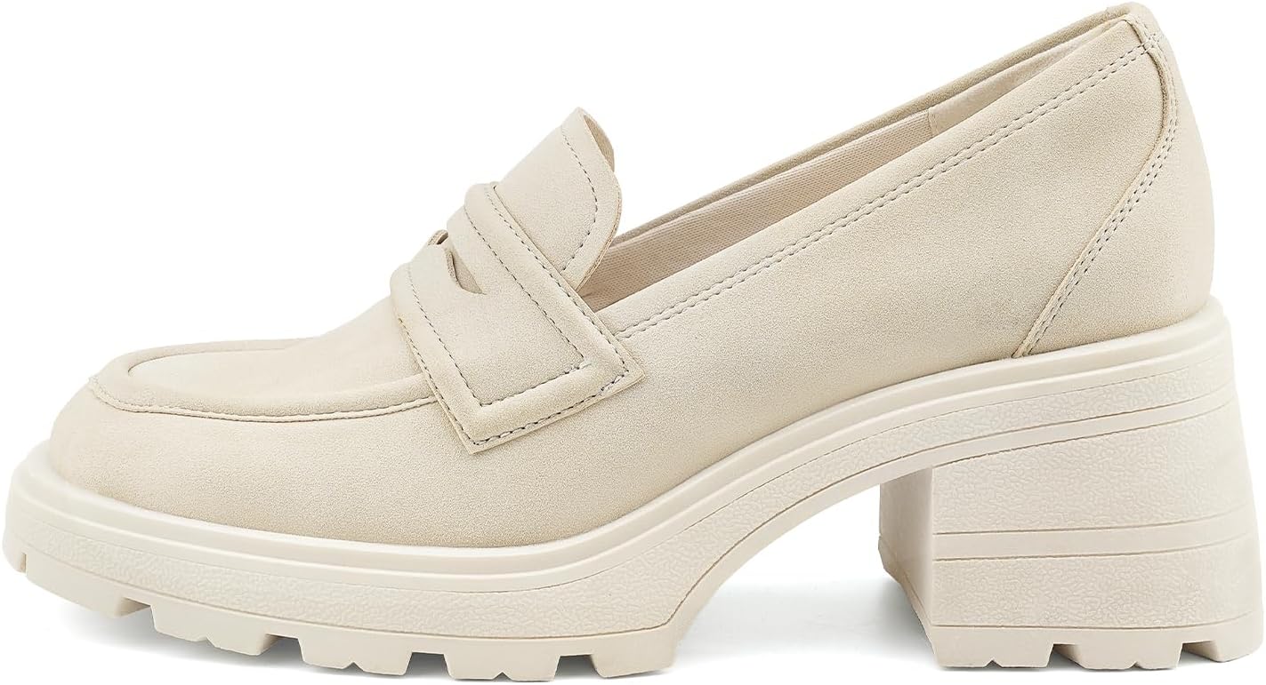 JENN ARDOR Women Chunky Block Heel - Closed Round Toe