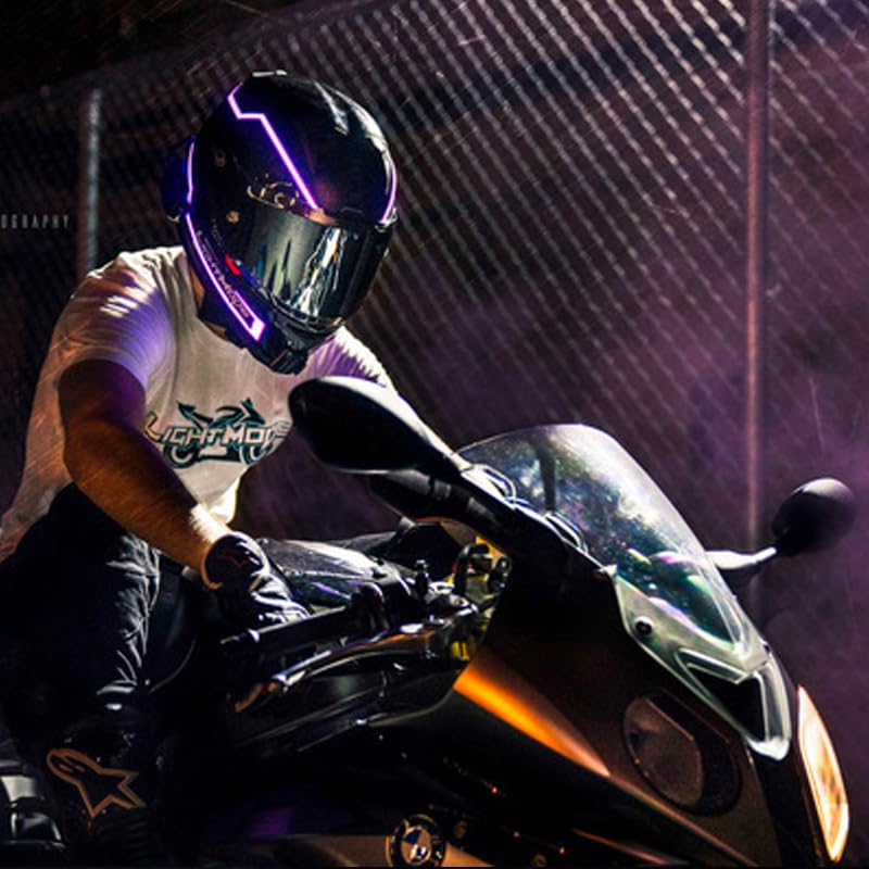 Image of Motorcycle helmet light strip,Helmet EL Light Bar,Helmet Cycling LED Sticker Light Night Riding Signal Helmet Light for Motorcycle Bike Helmet (purple)