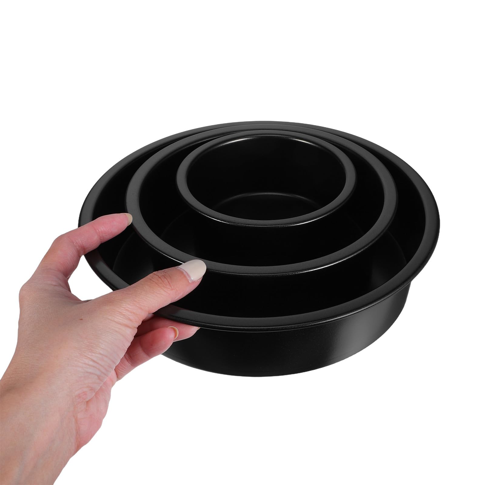 Kichvoe Moules à Pâtisserie Ronds en Acier Carbone 3pcs Fond Fixe et Revêtement Antiadhésif pour Cuisson Uniforme Gâteau 10 Cm Occasions Spéciales