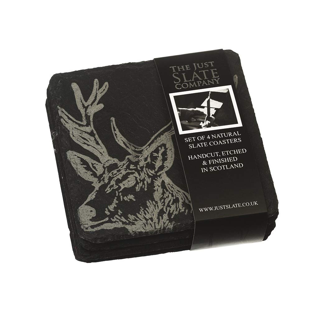 Just Slate Stag Coasters (X4), Black