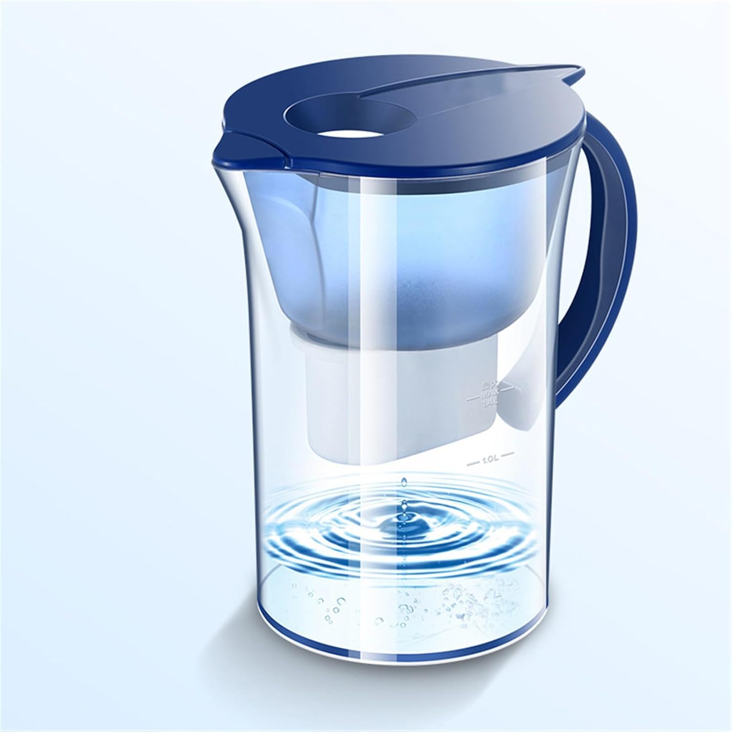 BILIKEYU Long Life 10 Cup Large Water Filter Pitcher with 6 Filter 5X Times PFAS PFOA/PFOS Blue Water Filter Home Decor (A, One Size)