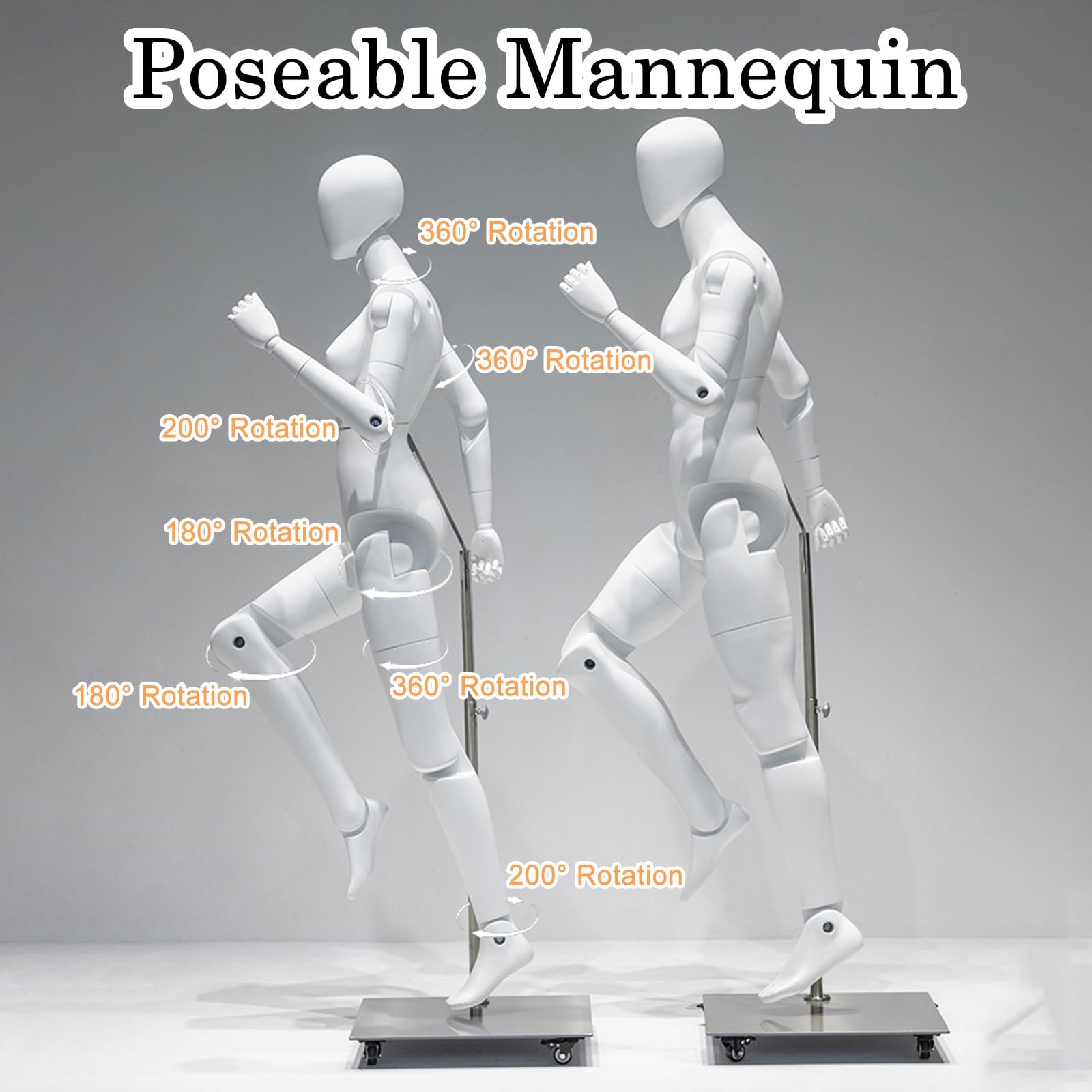 Manichino Femminile A Grandezza Naturale Senza Volto, Manichino Adulto Snodabile A Figura Intera Commerciale, Manichino per Abbigliamento da Seduto/in Piedi(Black)