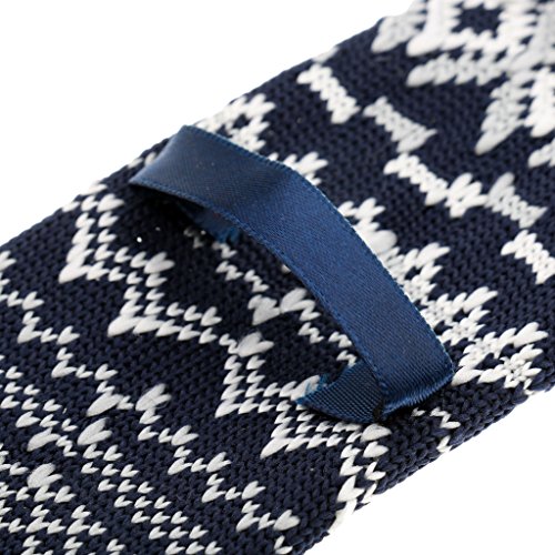 Fityle Moda Masculina Nova Malha Gravata Gravata Estreita Cravate Gravata Estreita - Azul e branco