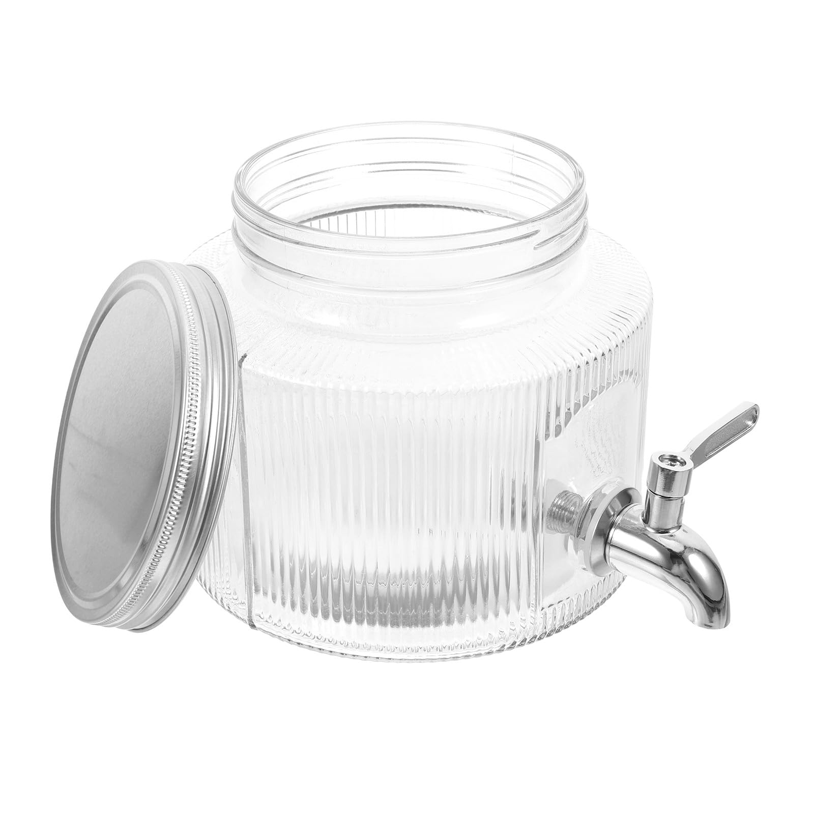 Dispensador de Bebidas Frío de Vidrio 2,8l Grifo de Acero Inoxidable para Refrigerador, Jarra Grande Multifuncional para Jugo, Té y Agua en Hogar y Fiestas
