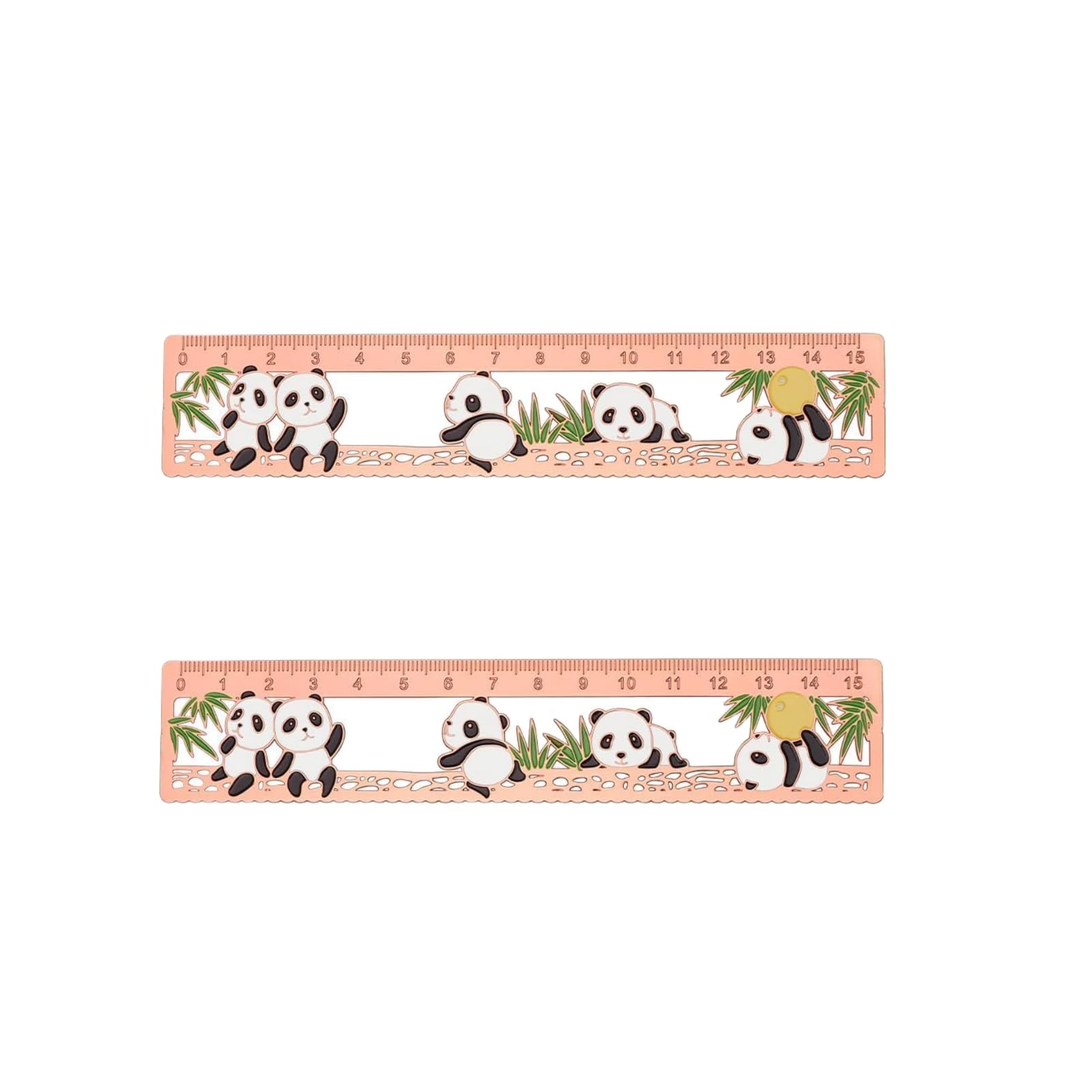 Wpppan Rose Gold 2Pcs Metal Ruler Hollow Brass Rulers 6 Inch Panda Metal Bookmarks Straight Edge Rulers Office Products For Students Bullet Journal Ruler Art Drafting Tools And Drafting Kits
