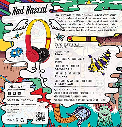 Wicked Audio Rad Rascal Kids Headphones With Safety Volume, (Ketchup/Mustard) #TOP5