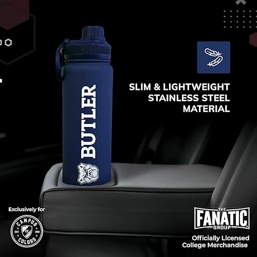 Vista 135 de Campus Colors Botella de agua de acero inoxidable de la NCAA, tapa giratoria, 24 onzas, clip de transporte, mantiene tus bebidas calientes o frías