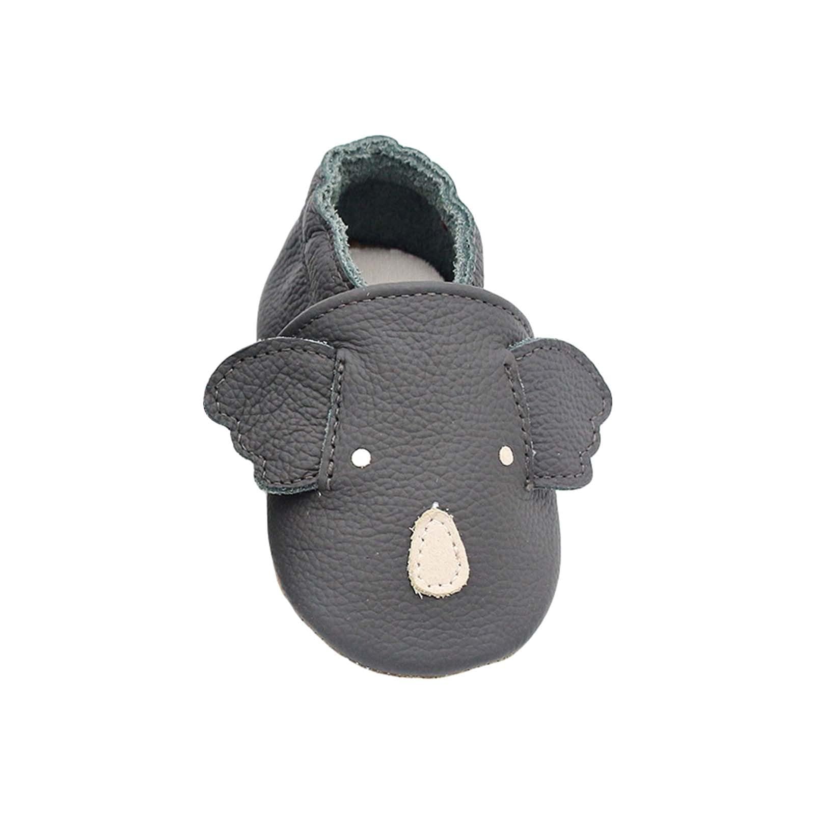 RNTOP Unisex Baby Shoes Infant Girls Boys Non Slip Soft Leather Shoes Toddler Soft Sole Shoes Slippers First Walking Shoes (Dark Gray, 0-3 Months)
