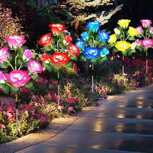 GIGAWATTS GW-913 5 LED Solar Rose Garden Light with 2V Panel 600mAh Battery BIS Approved IP65 Waterproof Colour Changing 5 Flower Head Stake Lamp for Outdoor Lawn Pathway Decoration (Pack of 1, RGB) (B0CXN2JJXT) Amazon Price History, Amazon Price Tracker