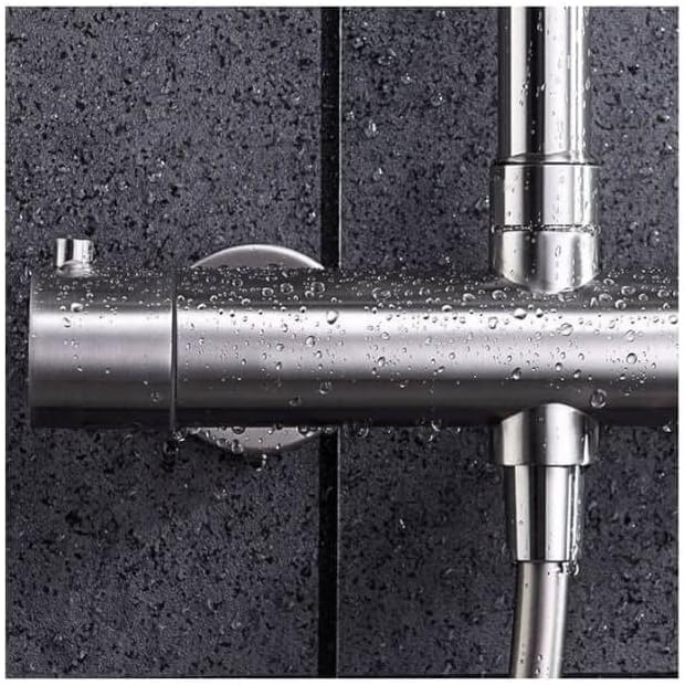 MICE - Columna de ducha con Rociador, Mango de Ducha - Conjunto Barra de ducha extensible - duchas para exterior/interior fabricado en acero inoxidable S.304. Termostatico BTK017/AC
