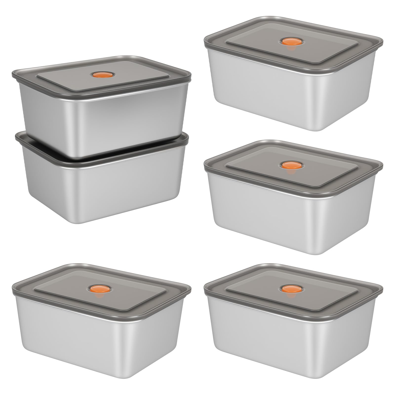 CTDMJ Stainless Steel Containers With Lids- 6pcs 500ml Metal Lunch Box – Food Containers Leakproof Lunchbox – Bento Box with Spare Seal Oven Freezer Dishwasher Safe (Color 2)
