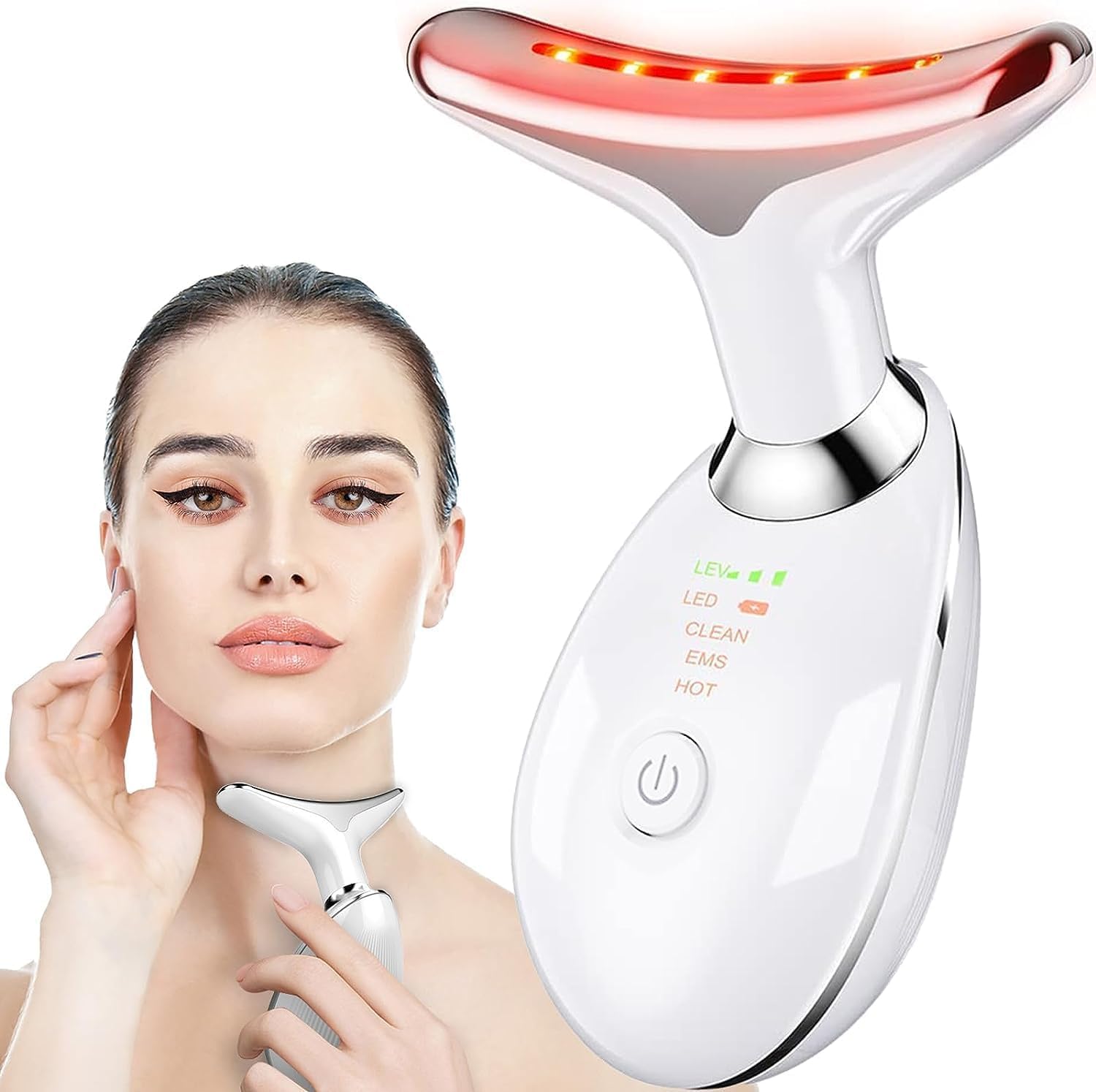 TECNOFEX Red Light Therapy Face Vibration Massager Skin Rejuvenation Beauty Device Face and Neck Lifts and Tightens Sagging Skin for Radiant Appearance (PACK OF - 1) (1)