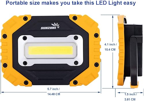 Miniatura 5 de sunzone Luz LED portátil de trabajo, luces de inundación COB, iluminación para lugar de trabajo, súper brillante impermeable para acampar al aire