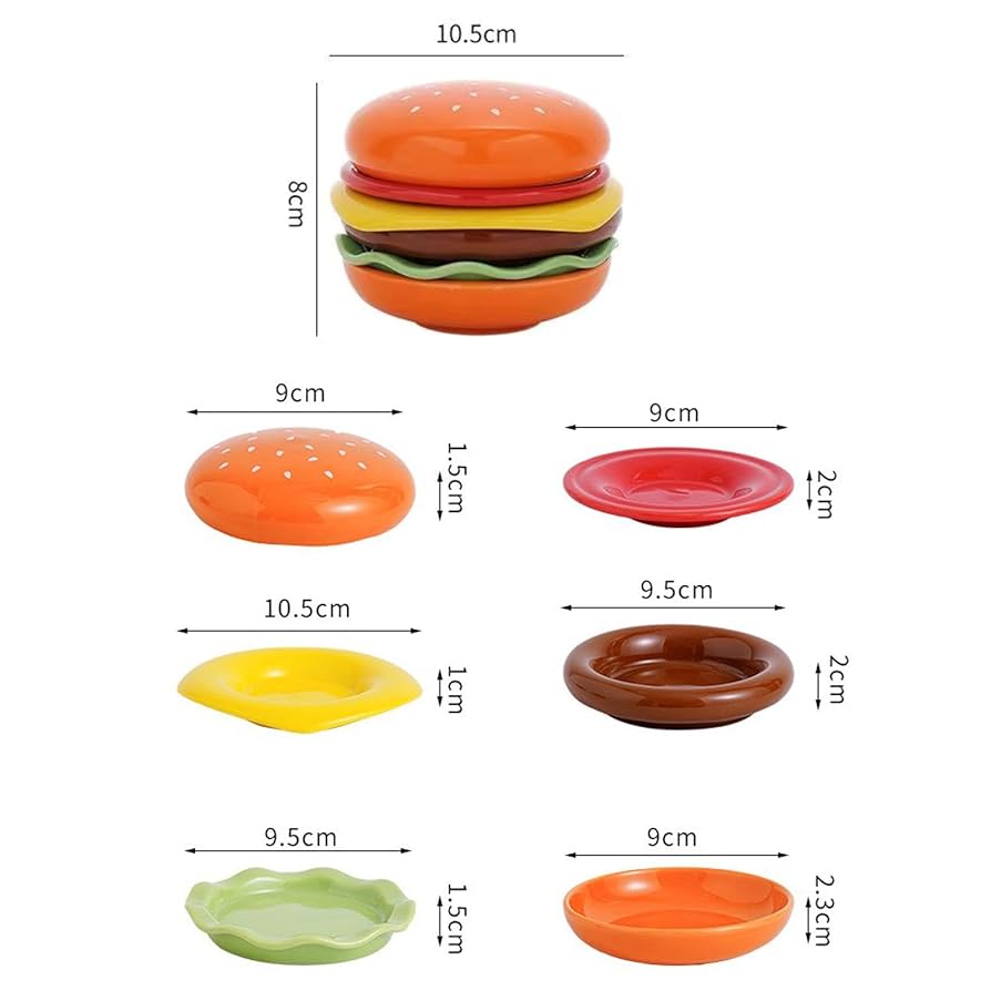 ハンバーガーデザインの可愛い小皿セット（6枚組） ハンバーガーデザインの可愛い小皿セット（6枚組）