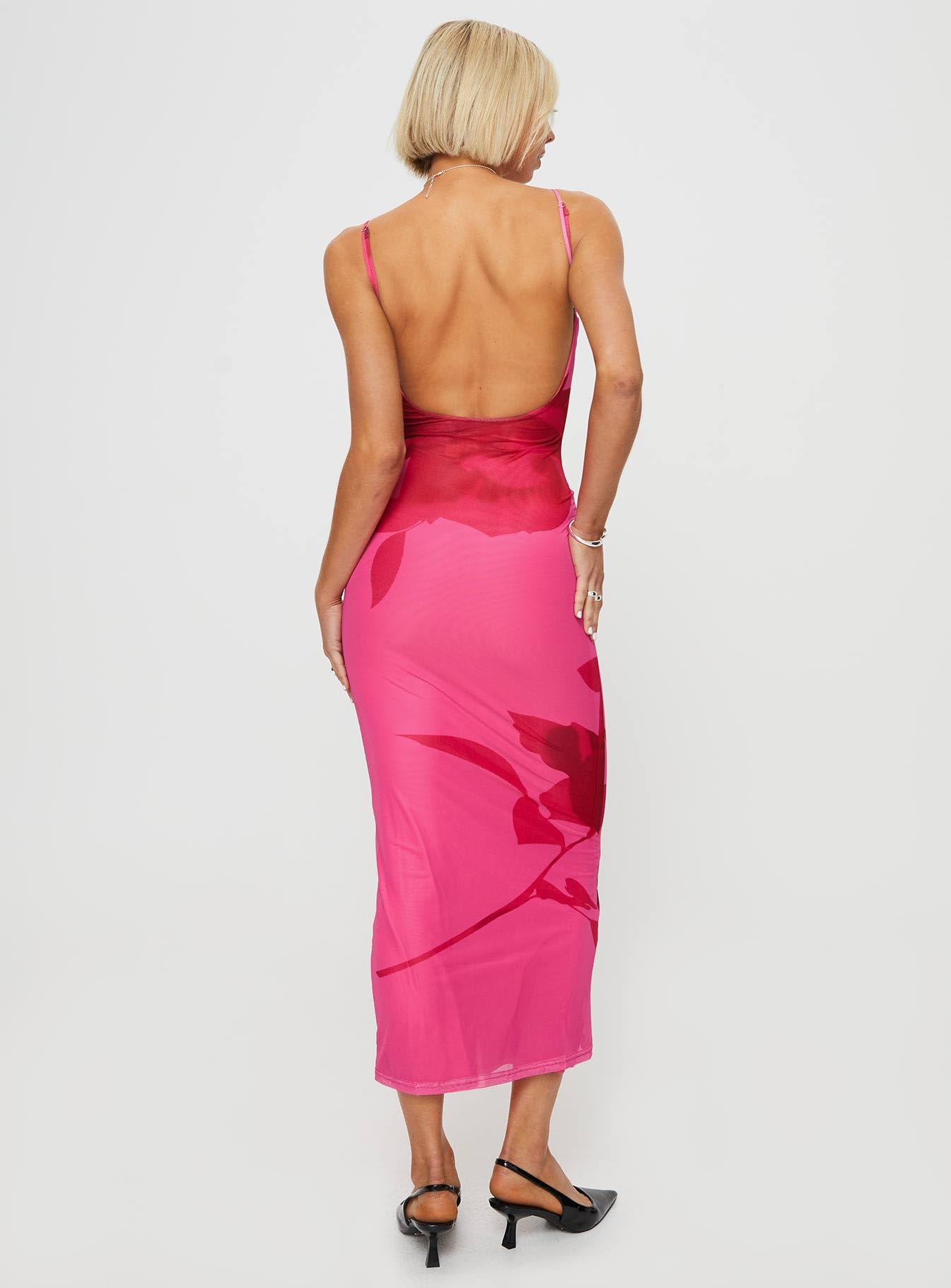 open lace back dress Clemence Mini Dress Hot Pink