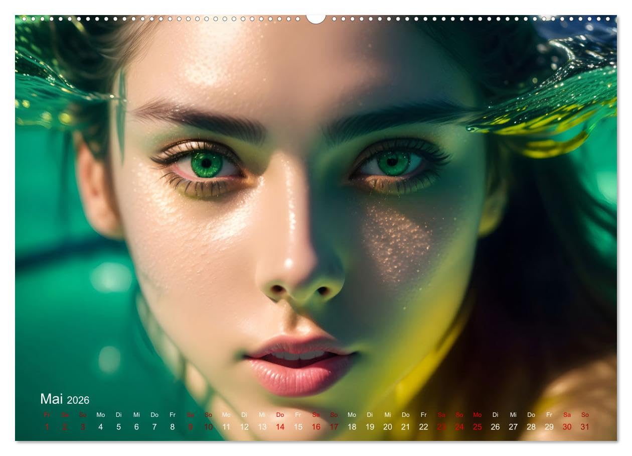 Models unter Wasser (hochwertiger Premium Wandkalender 2026 DIN A2 quer), Kunstdruck in Hochglanz: Atemberaubende Unterwasserporträts wunderschöner Frauen in magischem Licht (CALVENDO Kunst)